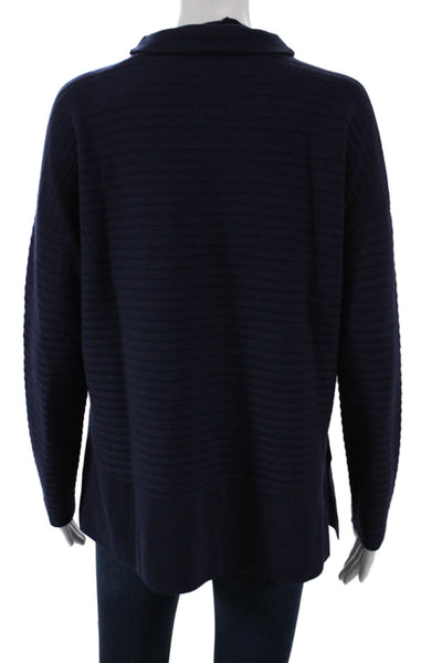 Lafayette 148 New York Plus Womens Striped Wool Mockneck Tunic Blue Size M