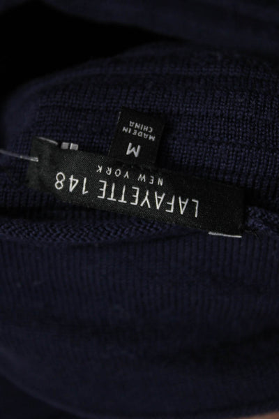 Lafayette 148 New York Plus Womens Striped Wool Mockneck Tunic Blue Size M