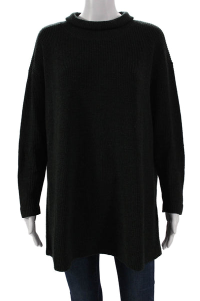 Eileen Fisher Womens Merino High Neck Tunic Petites Green Long Sleeve Size S