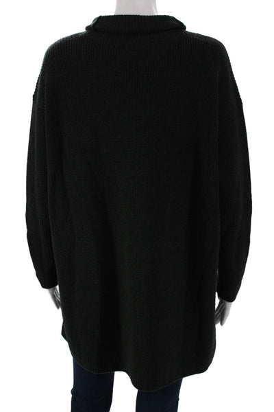 Eileen Fisher Womens Merino High Neck Tunic Petites Green Long Sleeve Size S