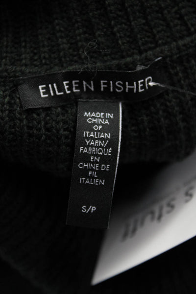 Eileen Fisher Womens Merino High Neck Tunic Petites Green Long Sleeve Size S