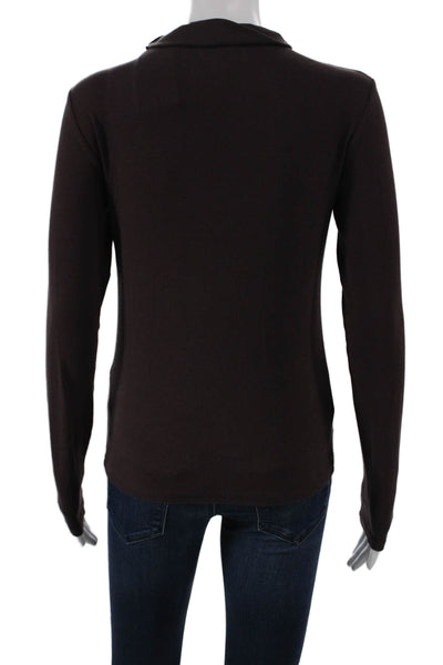 MM La Fleur Womens Pima Cotton Mock Neck Long Sleeve Basic T-Shirt Brown Size M
