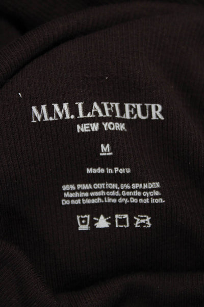MM La Fleur Womens Pima Cotton Mock Neck Long Sleeve Basic T-Shirt Brown Size M