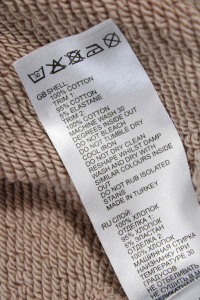 Reiss Womens Beige Cotton High Neck Pullover Sweatshirt Long Sleeve Fall Size M
