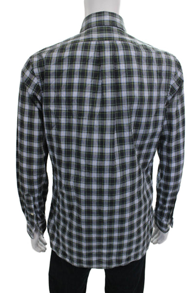 Ralph Lauren Mens Plaid Custom Fit Long Sleeve Button Down Shirt Green Size M