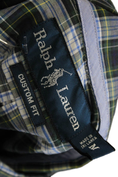 Ralph Lauren Mens Plaid Custom Fit Long Sleeve Button Down Shirt Green Size M
