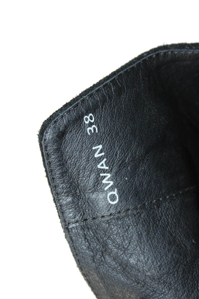 Senso Womens Suede Studded Ankle Strap Open Back Boots Black Size 8