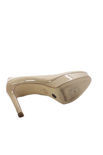 Michael Michael Kors Womens Patent Leather Platform High Heels Beige Size 10
