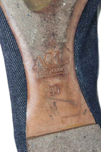 AGL Attilio Giusti Leombruni Womens Monika Cap Toe Denim Flats Blue Size 9