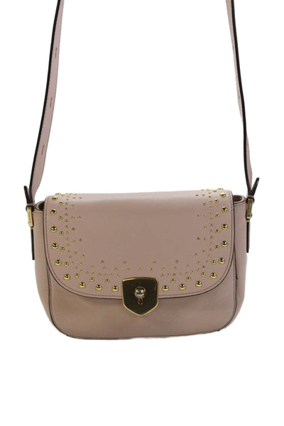 Cole Haan Womens Leather Marli Studded Mini Saddle Handbag Pink