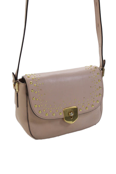 Cole Haan Womens Leather Marli Studded Mini Saddle Handbag Pink