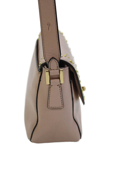 Cole Haan Womens Leather Marli Studded Mini Saddle Handbag Pink