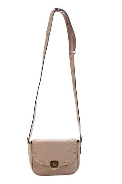 Cole Haan Womens Leather Marli Studded Mini Saddle Handbag Pink