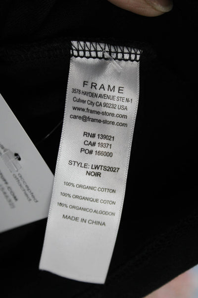 Frame Women Black Crew Neck Short Sleeve T-Shirt Organic Cotton Petites Size S