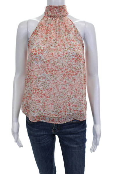 1 State Womens High Neck Blouse Multicolor Floral Polyester Sleeveless Size XS