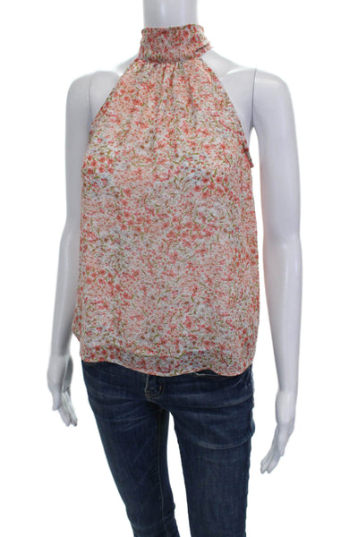 1 State Womens High Neck Blouse Multicolor Floral Polyester Sleeveless Size XS