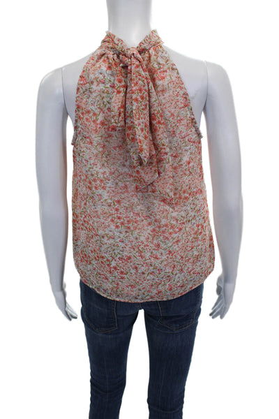 1 State Womens High Neck Blouse Multicolor Floral Polyester Sleeveless Size XS