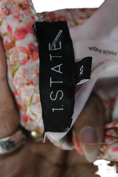 1 State Womens High Neck Blouse Multicolor Floral Polyester Sleeveless Size XS