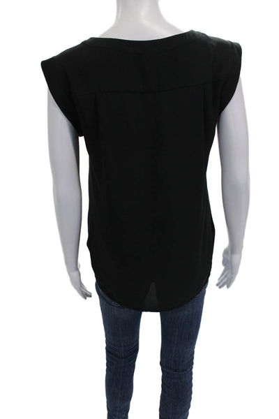 J Crew Womens Black Sleeveless Basic Tank Round Neck Polyester Size 0