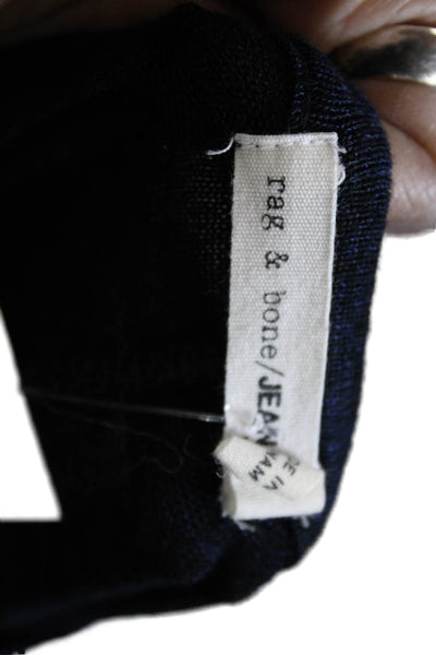 Rag & Bone Jean Women Basic Crew Neck Long Sleeve Blue T-Shirt Size XS