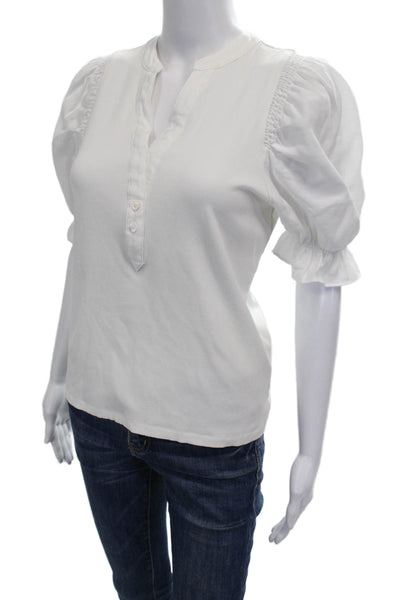 Pomander Place Womens Basic V-Neck Rayon Short Sleeve Blouse White Size XS