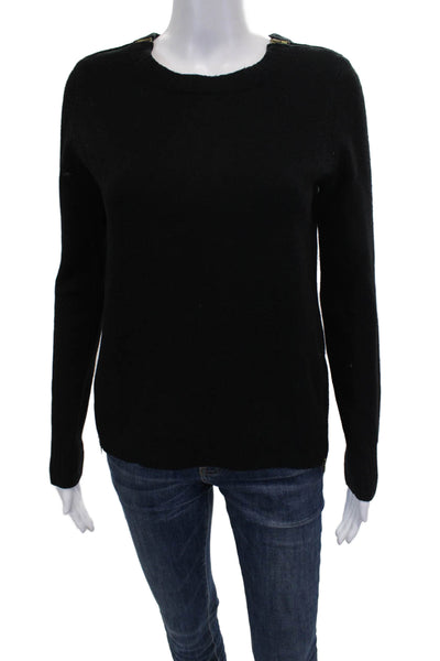 J Crew Womens Black Wool Crew Neck Pullover Sweater Long Sleeve Size XS