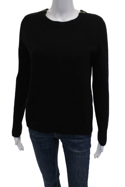 J Crew Womens Black Wool Crew Neck Pullover Sweater Long Sleeve Size XS
