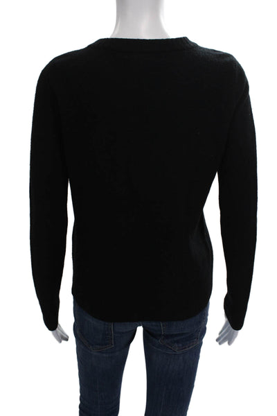 J Crew Womens Black Wool Crew Neck Pullover Sweater Long Sleeve Size XS