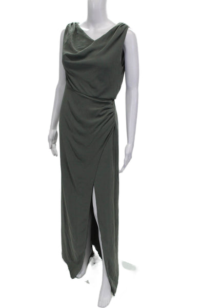 Show Me Your Mumu Women Maxi Dress Green Cowl Neck Sleeveless Size XS