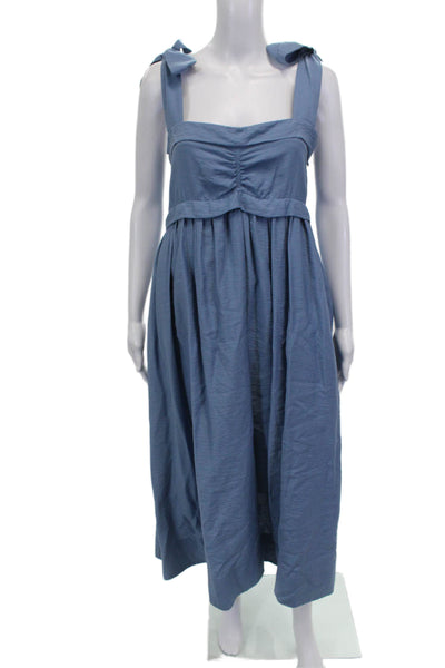 See by Chloe Women Sundress Blue Square Neck Viscose Mid-Calf Zip Size 42