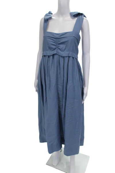 See by Chloe Women Sundress Blue Square Neck Viscose Mid-Calf Zip Size 42