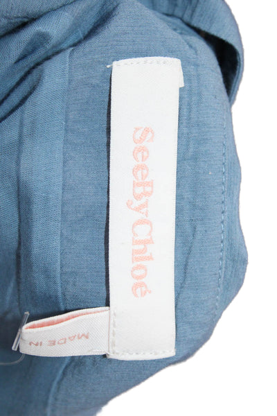 See by Chloe Women Sundress Blue Square Neck Viscose Mid-Calf Zip Size 42