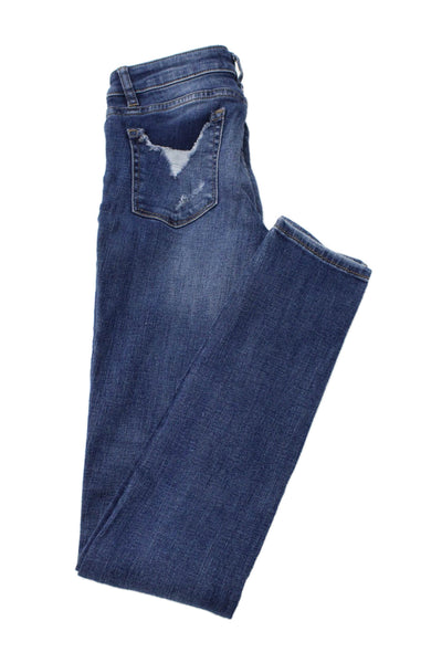 DL1961 Girls Cotton Chloe Skinny Ripped Ankle Jeans Blue Size 16