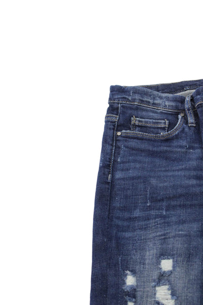 BLANKNYC Girls Cotton Ripped Classic Skinny Ankle Jeans Blue Size 14