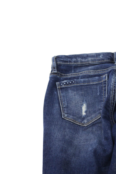 BLANKNYC Girls Cotton Ripped Classic Skinny Ankle Jeans Blue Size 14