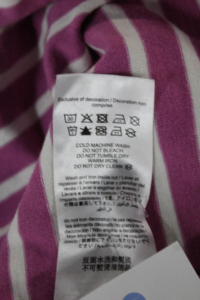Marc Jacobs Women Striped Pink Cotton Crew Neck Long Sleeve T-Shirt Size M