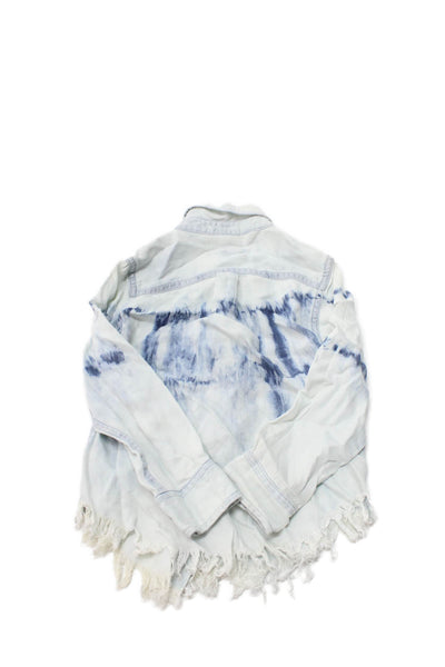 DL1961 Girls Tie-Dye Print Long Sleeve Collared Button-Down Shirt Blue Size 4