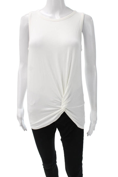 Theory Womens Basic Sleeveless Tank White Pima Cotton Round Neck Size PP
