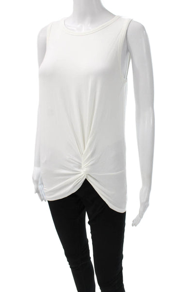 Theory Womens Basic Sleeveless Tank White Pima Cotton Round Neck Size PP