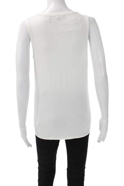 Theory Womens Basic Sleeveless Tank White Pima Cotton Round Neck Size PP