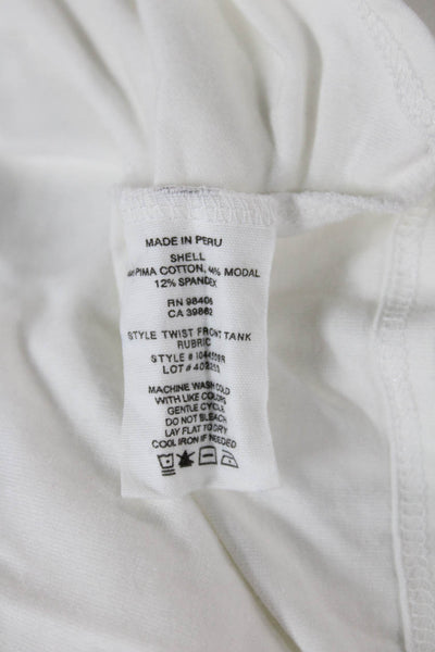 Theory Womens Basic Sleeveless Tank White Pima Cotton Round Neck Size PP