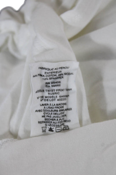 Theory Womens Basic Sleeveless Tank White Pima Cotton Round Neck Size PP