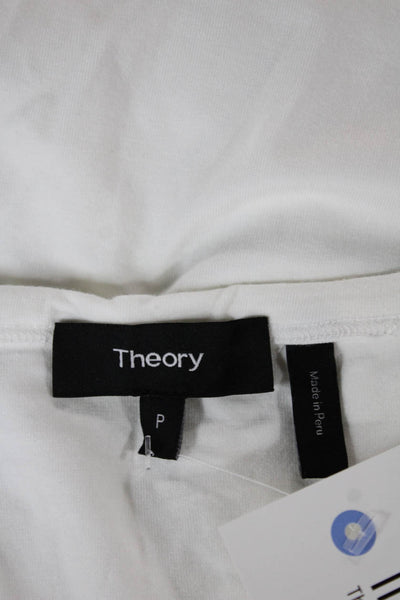 Theory Womens Basic Sleeveless Tank White Pima Cotton Round Neck Size PP