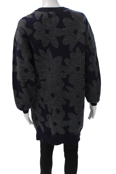DKNY Womens Sweater Dress Gray Floral Long Sleeve Size M