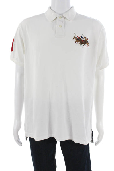 Polo Ralph Lauren Mens Polo T-Shirt White Solid Cotton Short Sleeve Size 2XL