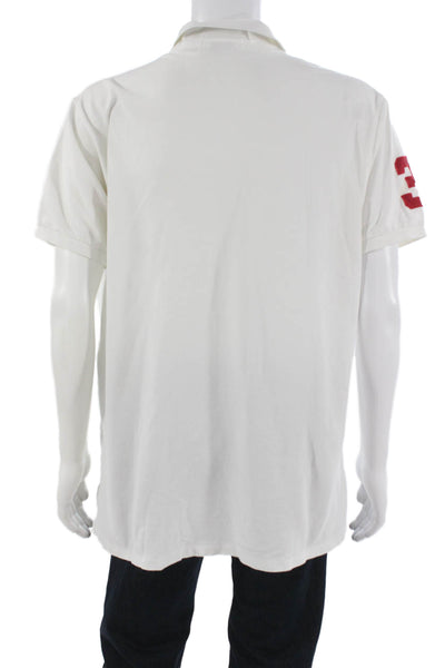 Polo Ralph Lauren Mens Polo T-Shirt White Solid Cotton Short Sleeve Size 2XL
