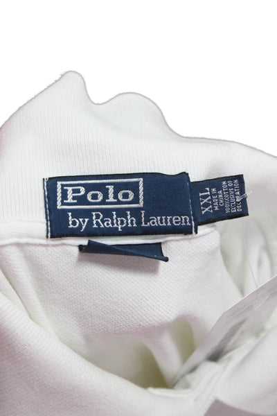 Polo Ralph Lauren Mens Polo T-Shirt White Solid Cotton Short Sleeve Size 2XL