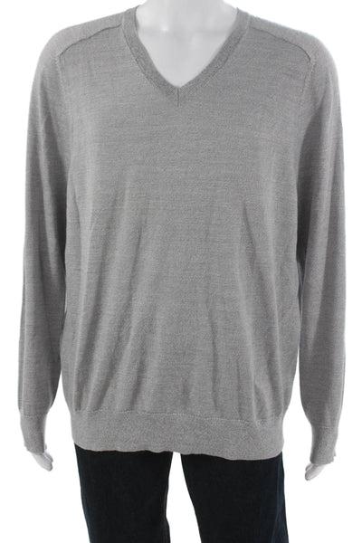 Banana Republic Mens Gray Merino V Neck Pullover Sweater Size XL