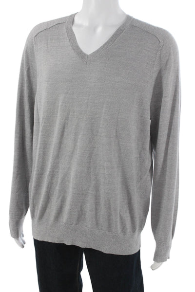 Banana Republic Mens Gray Merino V Neck Pullover Sweater Size XL