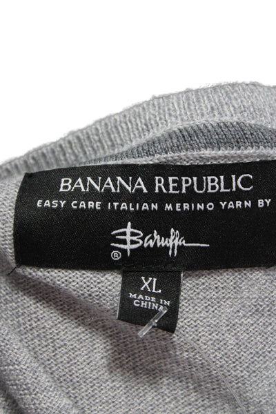 Banana Republic Mens Gray Merino V Neck Pullover Sweater Size XL